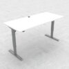 Mesa elevable eléctrica regulable en altura blanca vista lateral