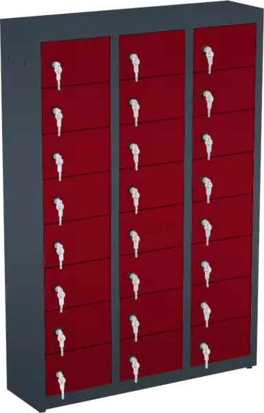 Taquilla de seguridad para teléfono móvil 985x750x200 mm (AlxAnxPr) - 3 columnas - 24 huecos - Imagen 11