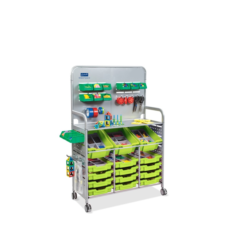 MST0144363636+-+Callero+MakerSpace+Silver+Trolley+3+Deep++12+Shallow+Jolly+Lime+Trays+PROPPED