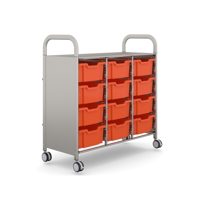 SSET0744010101-Callero+Plus+Treble+Silver+Trolley+12+Deep+Tropical+Orange+Trays-PR-SIDE+VIEW