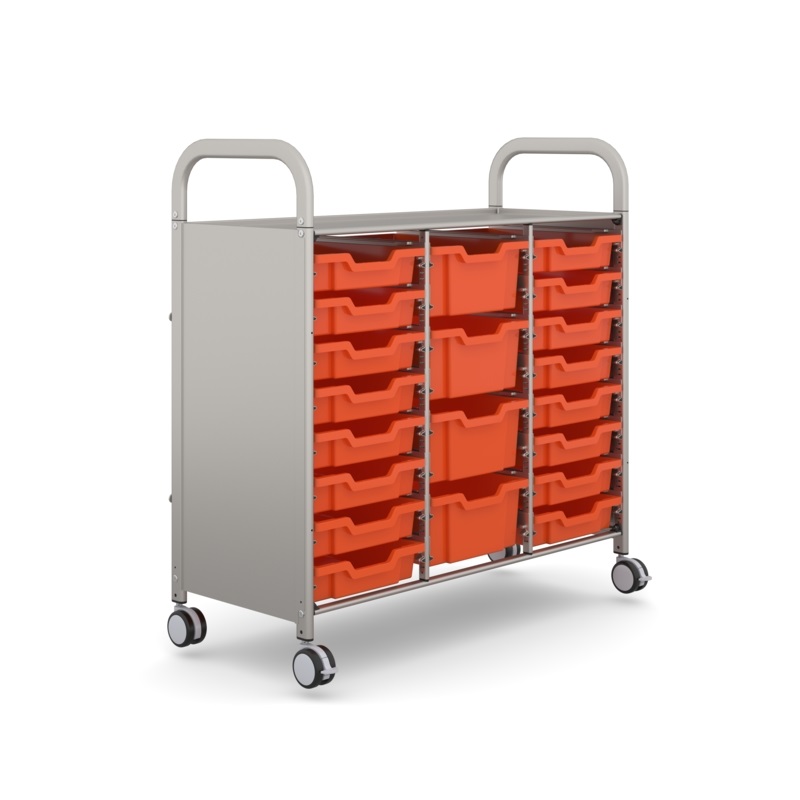 SSET1744010101-Callero+Plus+Treble+Silver+Trolley+16+Shallow++4+Deep+Tropical+Orange+Trays-PR-SIDE+VIEW